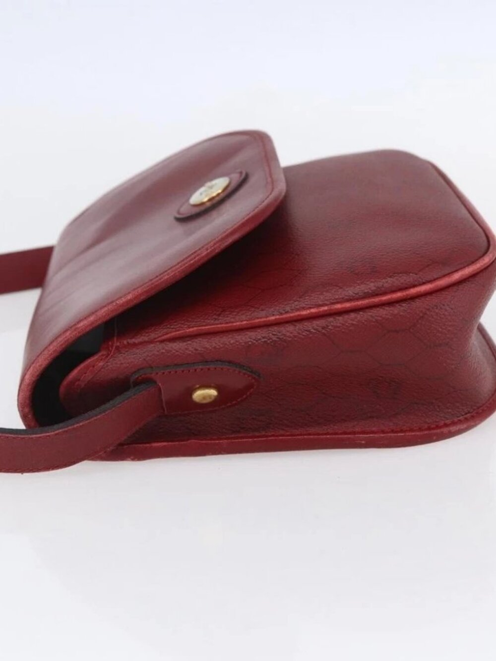 Christian Dior Honeycomb Canvas Shoulder Bag PVC Red Gold Auth - Picture 5 of 15